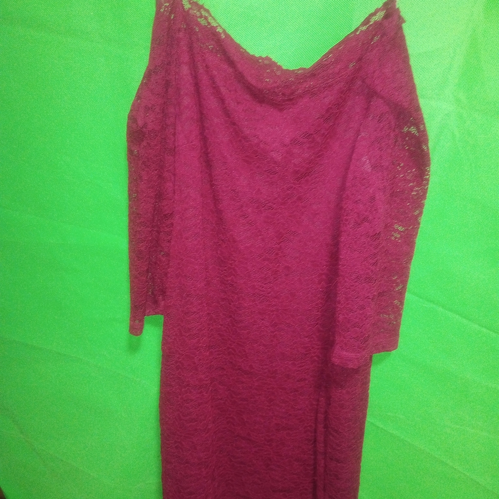 Chic Long Sleeve Lace Dress - Deep Pink